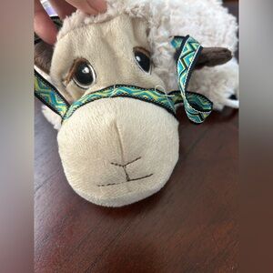 Rubie's Cream and Brown Plush Sheep with Blue Ribbon